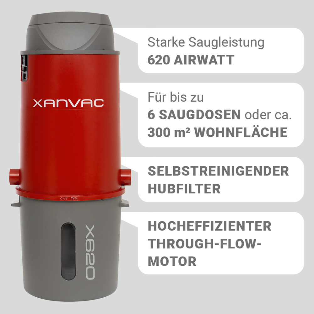 XANVAC X620 Zentralstaubsauger - 620 Airwatt 
